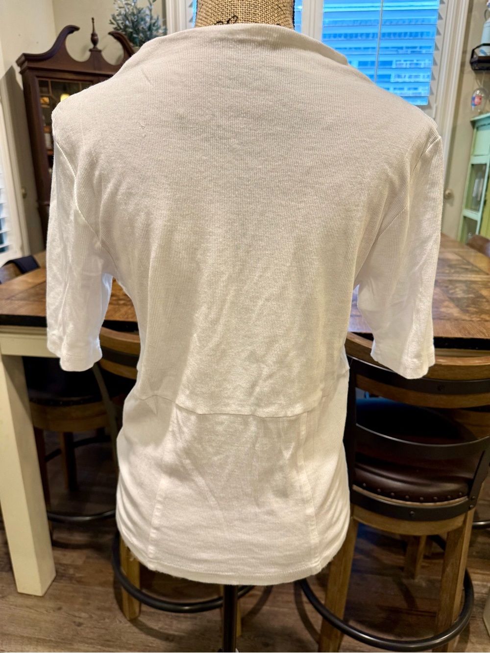 Pilcro White Robbed Short-Sleeve Button-Accent Waist Top - Picture 4 of 4